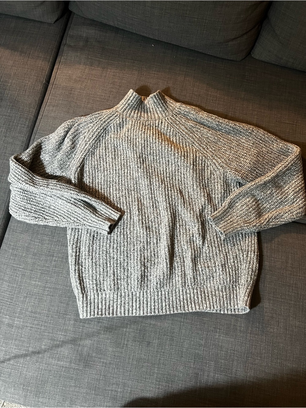 Abercrombie & Fitch Oversized Mock Neck Chunky Knit Pullover Gray M